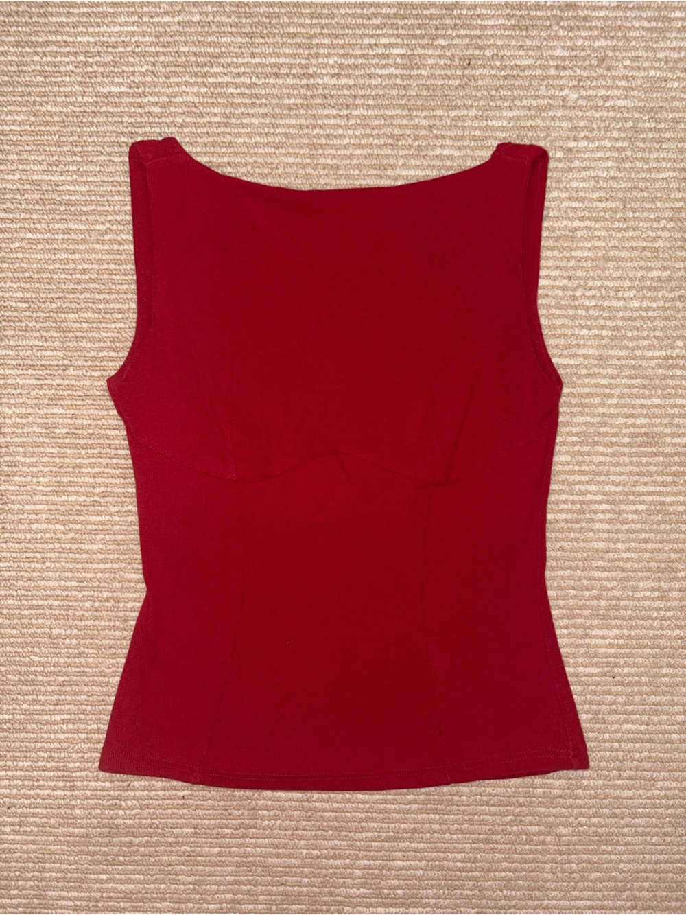 OGL Red Bustier Boatneck Open-Back Tank Top